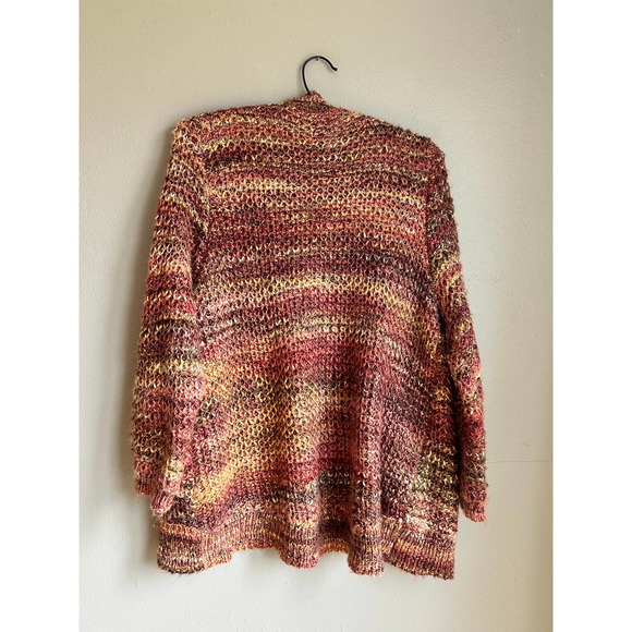 Chico's Womens Sweater Cardigan Marled Yarn Open Front Open Knit Red 3P US XL/16 - Picture 3 of 6